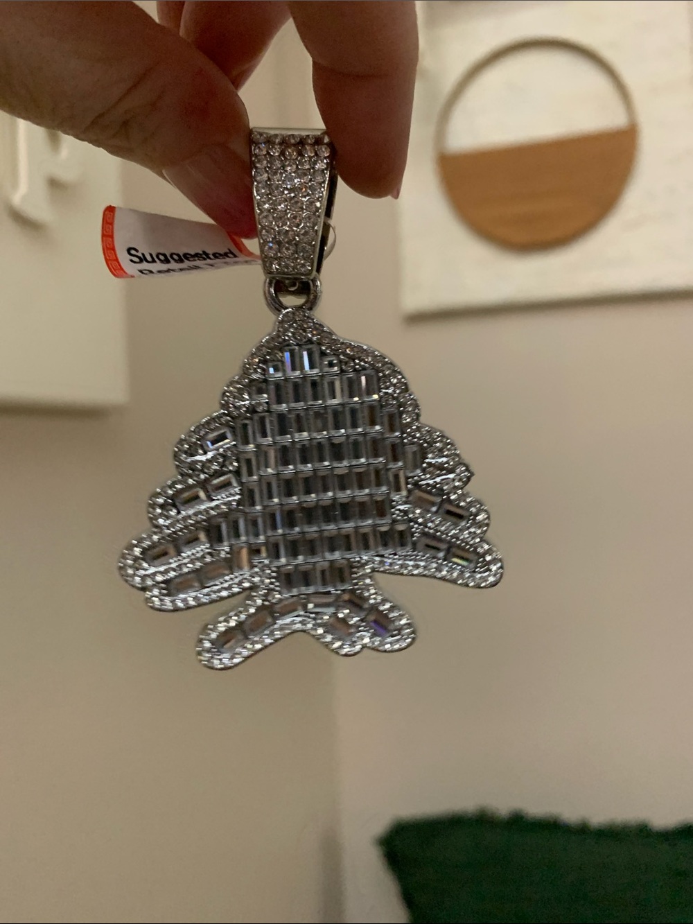 Silver Crystal Pavé Men’s Pendant Necklace